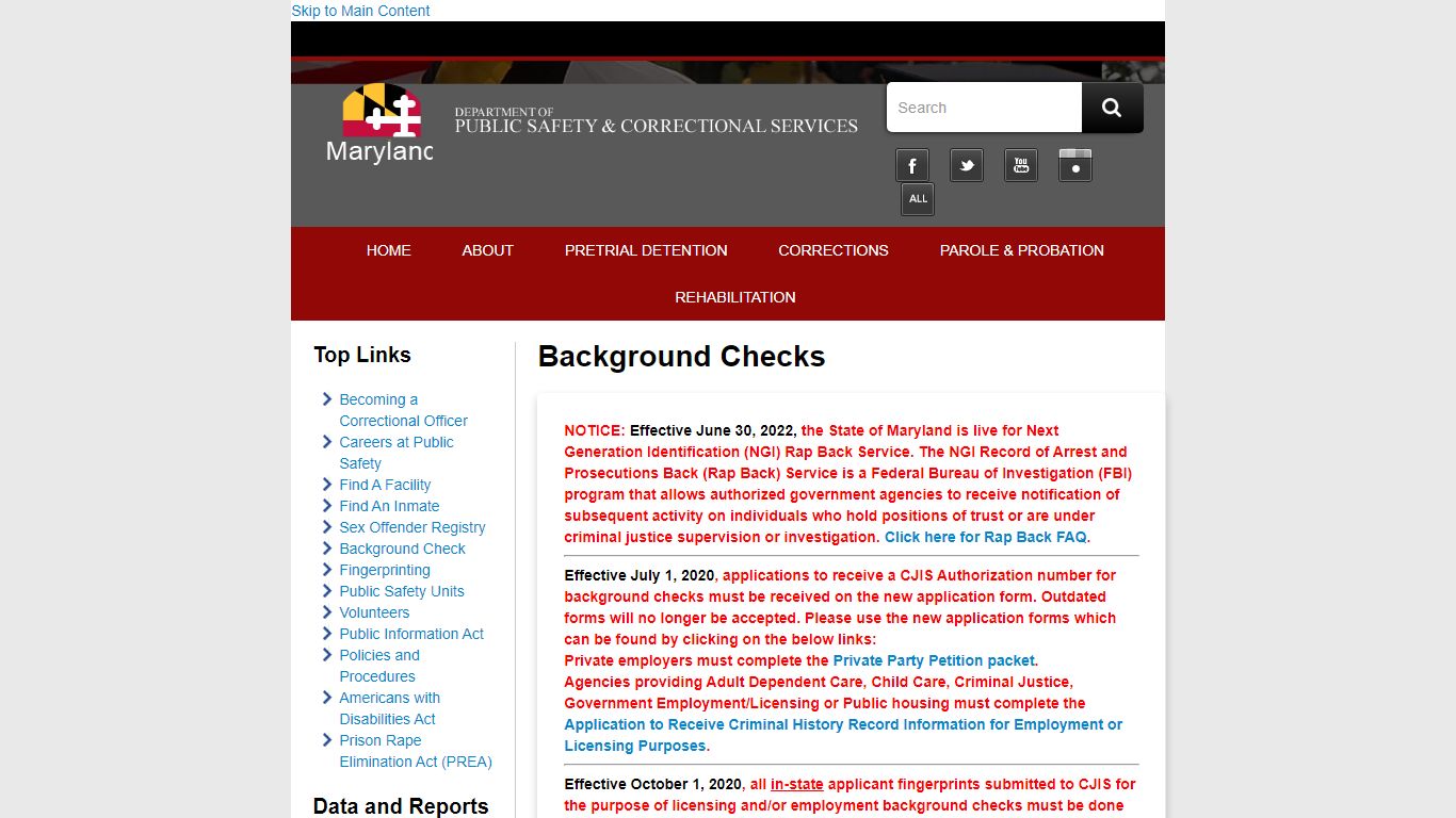 Background Checks - Maryland Department of Public Safety and ...